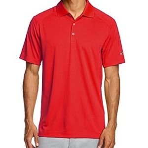 Nike Mens Red Golf Dri-Fit Polo Short Sleeve Shirt